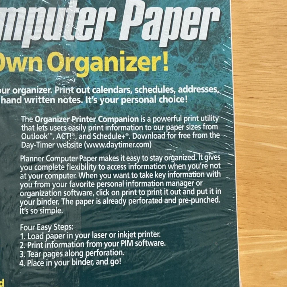 Day-Timer Planner Computer Paper Print Your Own Organizer Item 29000